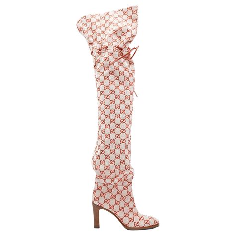 gucci lisa monogram boots|thigh high gucci boots.